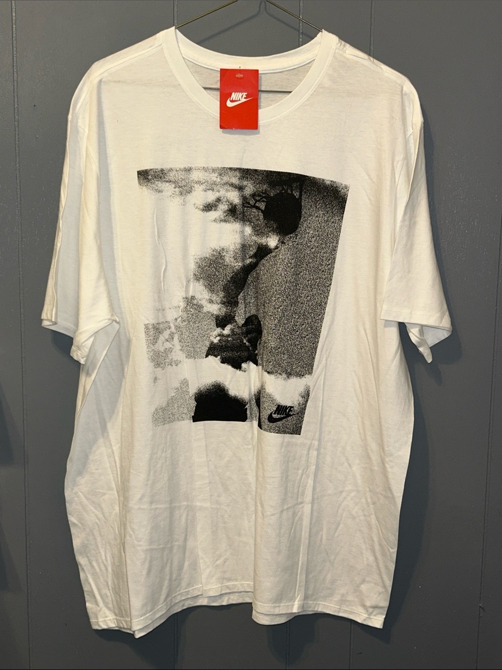 Nike White Short-Sleeve Graphic Tee with Black Print